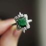 Vintage Style Emerald Stone Silver Ring Image 3
