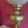 Victorian Brass Oil Lamp, Etched Globe Shade, 2 Ft Tall Image 4