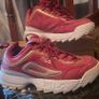 womens Fila Disruptors burgundy & gold suede Image 2