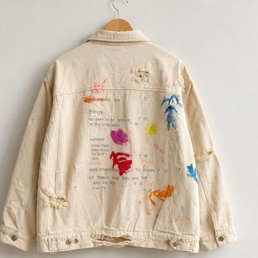 Hand-painted graffiti denim jacket