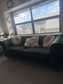 Green Crushed velvet couch