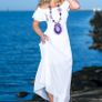 White Open Shoulder maxi dress, size 10 Image 2