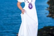 White Open Shoulder maxi dress, size 10