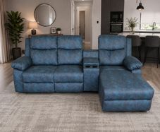 Zara Blue L Shape Chaser Recliner Sofa