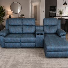 Zara Blue L Shape Chaser Recliner Sofa
