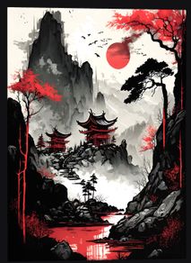 UNOPENED Displate - Red Moon Japan (Metal Poster)