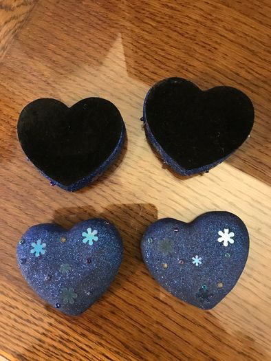 Two sparkly Blue Heart Shaped Trinket boxes
