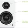 Kanto YU2 3 Inch 2-Way Powered Desktop Speakers - Gloss White + S2W Desktop Speaker Stands Image 8