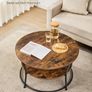 Industrial Round Coffee Table with Shelf Image 3
