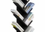 Black Tree Bookshelf, Kids Wooden Bookcase, Rustic Industrial Cube Bookshelves, Slim Tall Book Stand, Free Standing Book Shelf