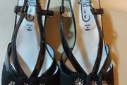 Women's Italian leather Gaja flower sandals Naplak Nero black  NEW boxed size 6 UK SALE