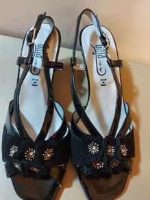 Women's Italian leather Gaja flower sandals Naplak Nero black  NEW boxed size 6 UK SALE