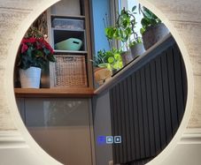 LED Bathroom Mirror Round 60cm Dual LED Bluetooth Music Antifog Defogger