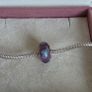 Pandora purple and blue floral murano glass charm, known as the (Flowers for You) design very good condition hallmarked Image 5