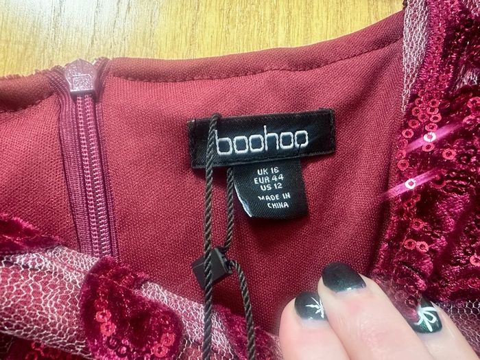 Brand new with tags Boohoo sparkly red mini dress