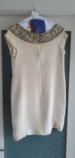 MARCHESA 100% silk mini dress with jewel encrusted scooped neck Sz 10 - Rrp 495 USD