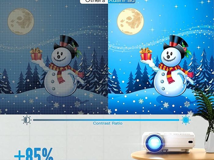 Mini Projector Portable video-projector,55000 Hours Multimedia Home Theater movie Projector,Compatible with TV Stick,Full HD 1080P HDMI,VGA,USB,AV,laptop,iphone,Android Smartphone