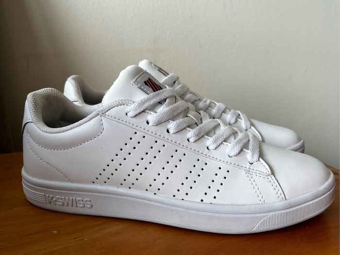 K-Swiss White Leather Court Shoes