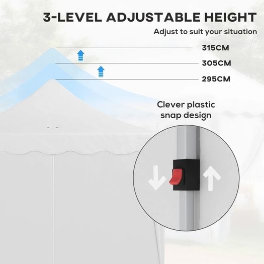 3 x 6m Pop Up Gazebo with Sides, UPF50+ Height Adjustable Marquee Party Tent, Wedding Canopy, Instant Event Shelter with Carry Bag and Sand Bags for Garden, White