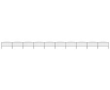 Garden Fence with Spear Top Steel (0.5-0.75)x17 m Black