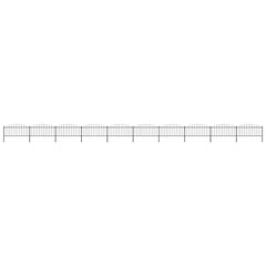 Garden Fence with Spear Top Steel (0.5-0.75)x17 m Black
