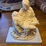 Antique La Pieta. Vintage Virgin Mary and Jesus Religious Statue on a marble base. Image 4