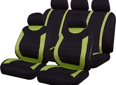 Car Seat and Headrest Covers Carnaby Green SS5294 - Full Set Universal Size Elasticated Hems Side Airbag Compatible Washable Easy Fit