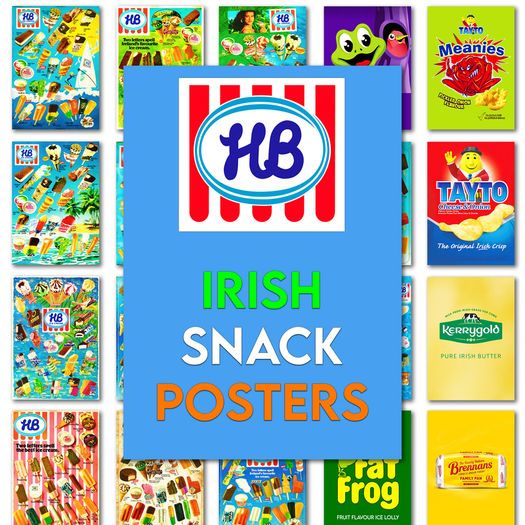 HB Ice Cream & Irish Snack Posters - A4 / A3 Prints