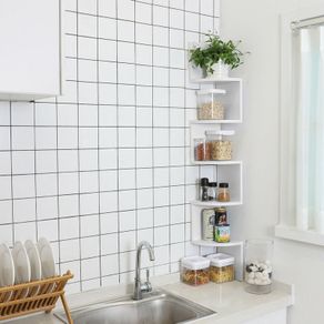 New 5 Tier Corner Shelf Floating Wall Shelves (White) - FREE P&P