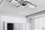 LED Ceiling Light, 45W Modern Dimmable Ceiling Lighting, Square Ceiling Lamp with Remote Control for Living Room Dining Room Bedroom, 2700-6500K Close to Ceiling Light Fixture (Black, 80CM)