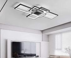LED Ceiling Light, 45W Modern Dimmable Ceiling Lighting, Square Ceiling Lamp with Remote Control for Living Room Dining Room Bedroom, 2700-6500K Close to Ceiling Light Fixture (Black, 80CM)