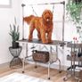 42" Dog Grooming Table, Adjustable Pet Cat Drying Beauty Table with 2 Loops Storage Basket, Rubber Top, Black Image 2