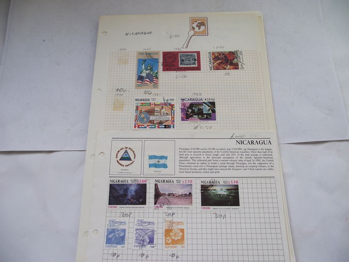 A Collection of Stamps from Central and South Americas on Loose Pages