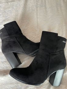 Firetrap Black Block Heel Ankle Boots - Size 41 - New in Box