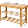 Shoe Rack, 3 Tier Bamboo Shoe Cabinet Bench,Shoe Shelf Storage Organizer,Ideal for Hall, Bathroom, Living Room, Hallway(70 x 28 x 45 cm) FREE POSTAGE Image 2
