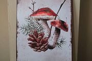 Tin sign with mushroom