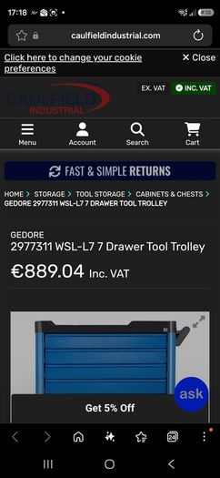 Gedore Workster SL-L Tool Chest Trolley Tool Box Made in Germany - RRP 900 euro Brand New in Box