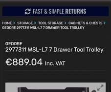 Gedore Workster SL-L Tool Chest Trolley Tool Box - Made in Germany - RRP 900 euro Brand New in Box