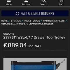 Gedore Workster SL-L Tool Chest Trolley Tool Box - Made in Germany - RRP 900 euro Brand New in Box