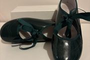 Forest Green Girls Leather Shoes