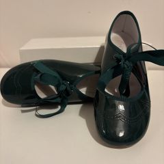Forest Green Girls Leather Shoes
