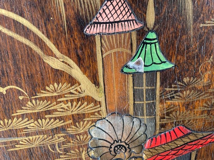 Vintage Chinoiserie Lacquered Wood Fireplace Screen