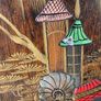 Vintage Chinoiserie Lacquered Wood Fireplace Screen Image 4