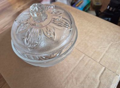 Vintage Pressed Glass Lidded Candy Dish