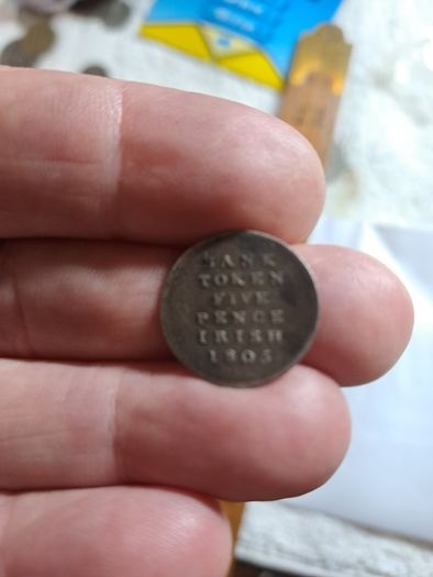 coin 1805 bank 5 pence token.