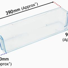 Fridge Door Lower Shelf Tray compatible with Logik LFC50B14 LFC50S12 LFC50W19 LUL50S13 (390 x 90 x 90mm)