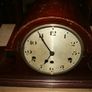 Vintage Napoleon Hat Shape Art Deco Wooden Mantel Clock (very nice sound, works well, without glass) Image 5