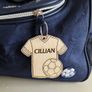 Personalised Football Shirt Keyring - Wooden Name Tag - Bag Tag - Football Gift for Boys or Girls Image 4