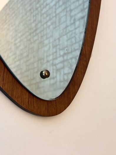 Vintage Retro Mid Century Asymmetrical Teak Mirror