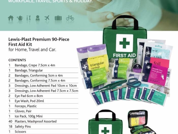 90 Piece Premium First Aid Kit For Home Car Holiday And Workplace - Includes Bandages, Eye Pods, Ice Packs And Essentials For Everyday Situations